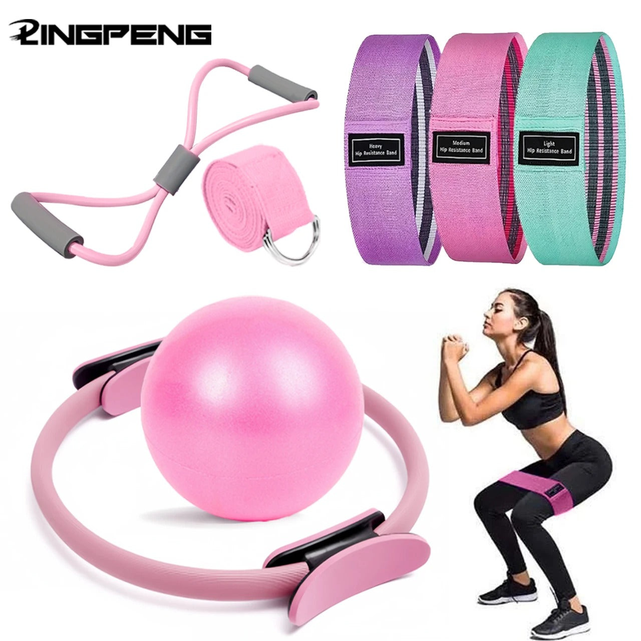 Pilates Ball and Ring Set – Resistance Band & Fitness Ring for Pregnancy & Postpartum Recovery