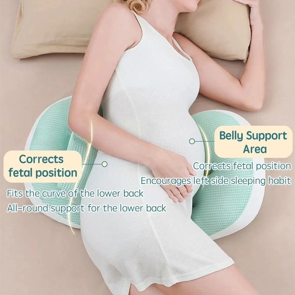 Pregnancy Pillow with Free Auxiliary Pillow – Cotton Maternity Body Pillow for Side Sleeping & Waist Support