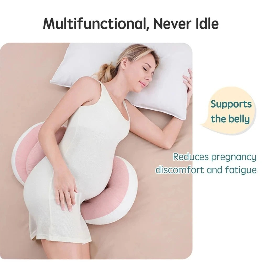 Pregnancy Pillow with Free Auxiliary Pillow – Cotton Maternity Body Pillow for Side Sleeping & Waist Support