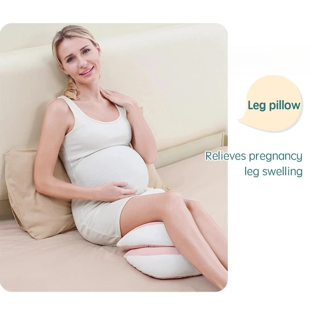 Pregnancy Pillow with Free Auxiliary Pillow – Cotton Maternity Body Pillow for Side Sleeping & Waist Support