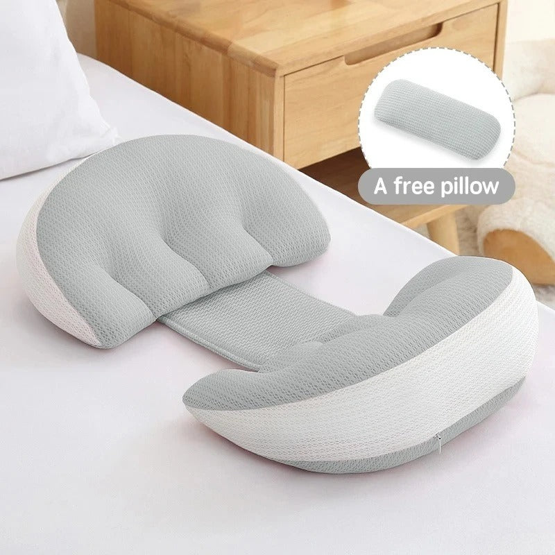 Pregnancy Pillow with Free Auxiliary Pillow – Cotton Maternity Body Pillow for Side Sleeping & Waist Support